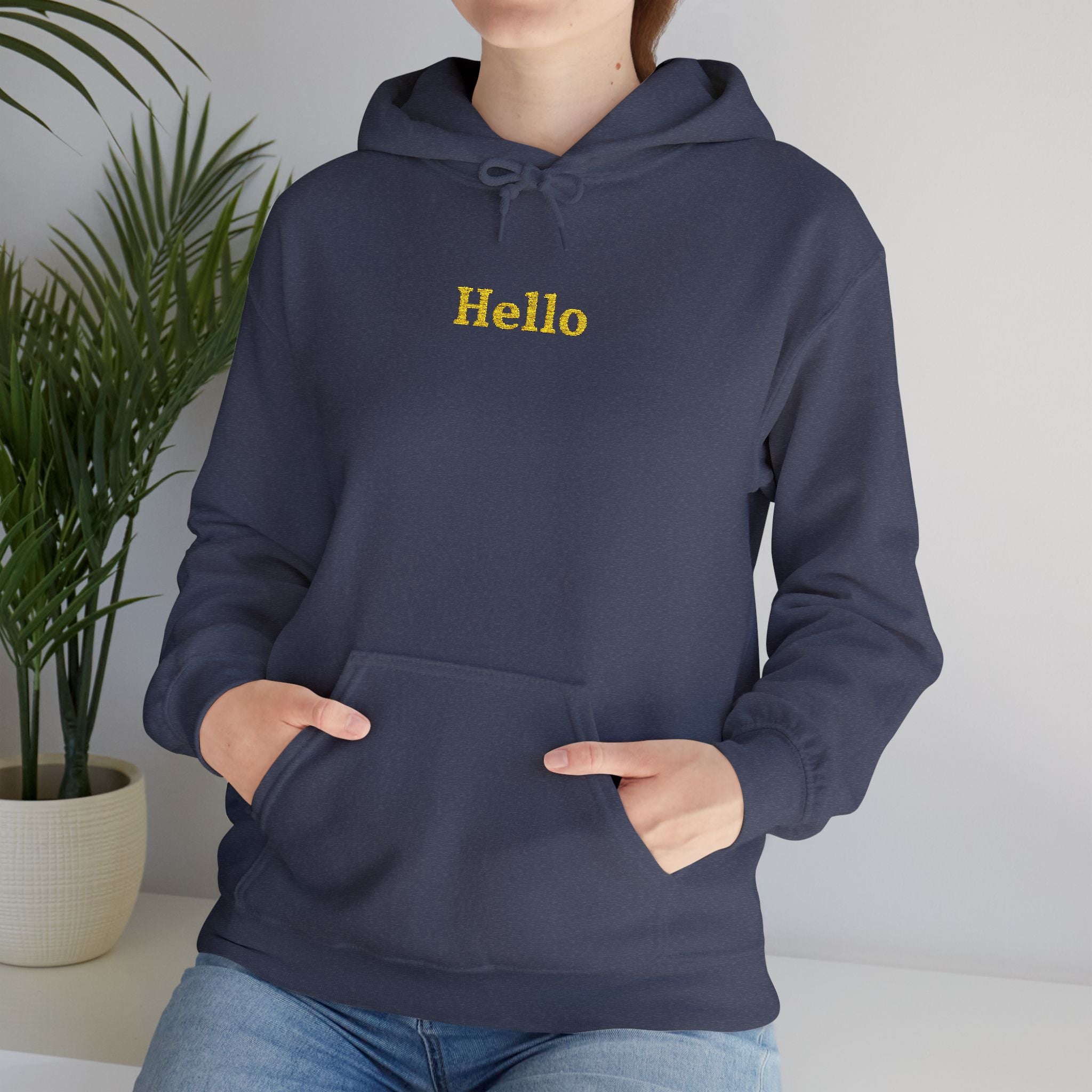 Hello Gold Embroidered Unisex Heavy Blend Hooded Sweatshirt, Strength And Hope Hoodie