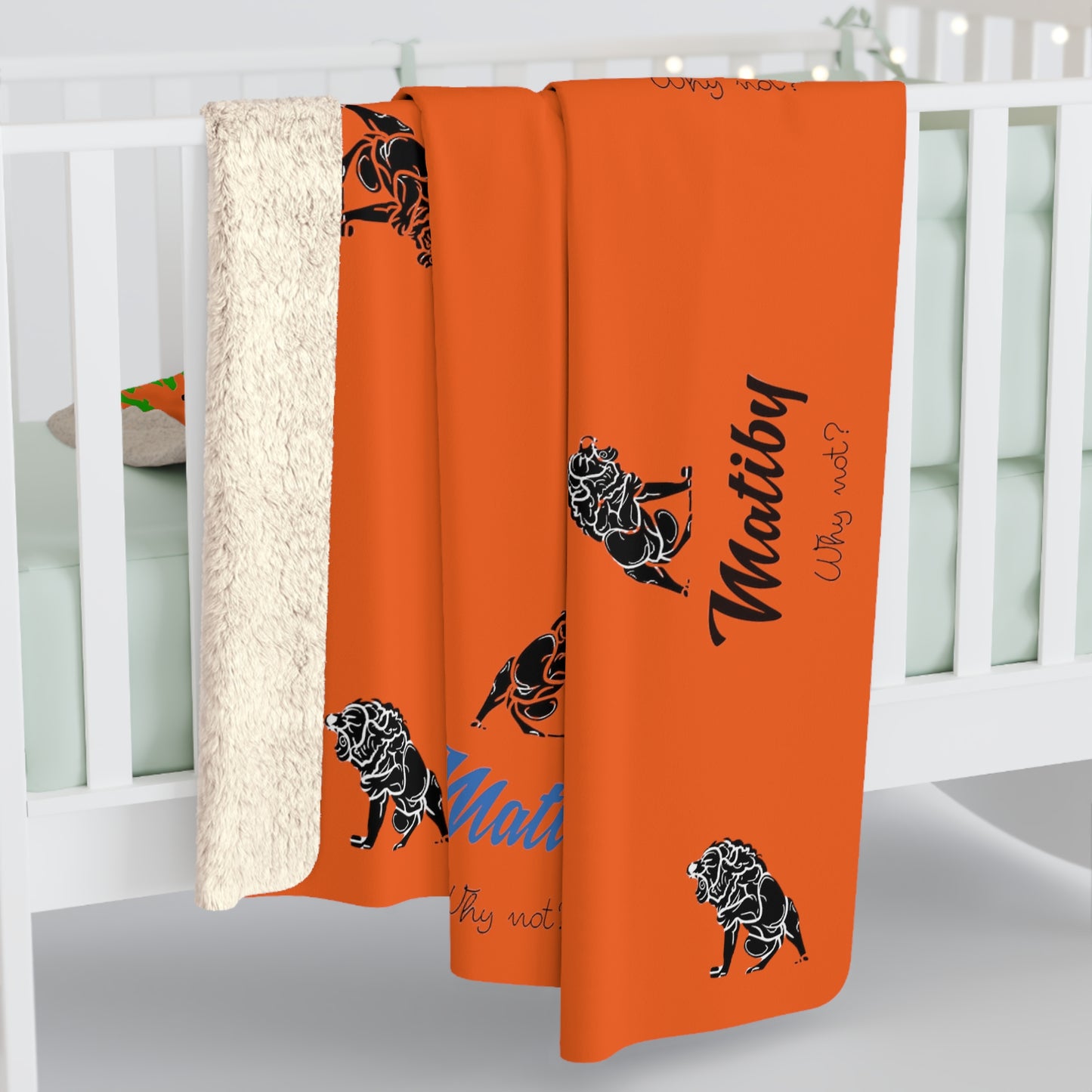 Matiby Lion Orange Sherpa Fleece Blanket