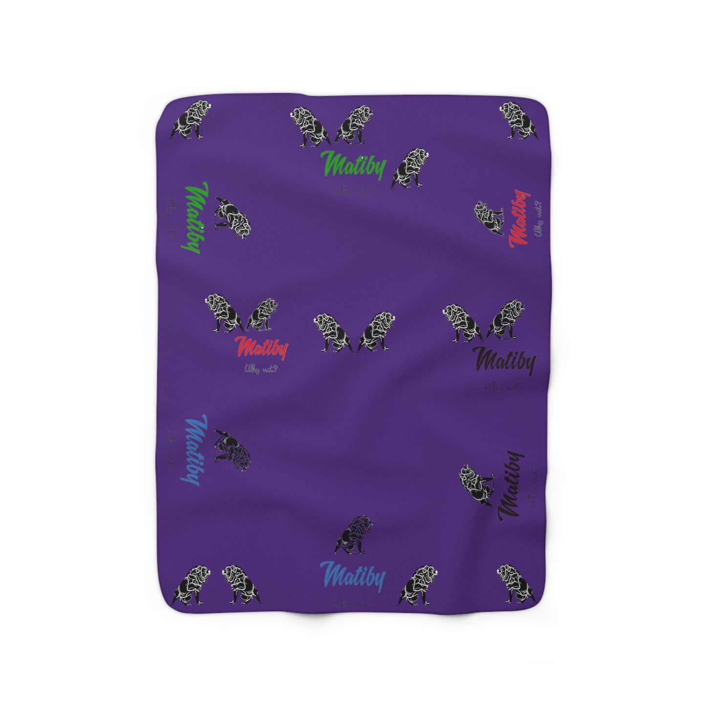 Matiby Lion Purple Sherpa Fleece Blanket