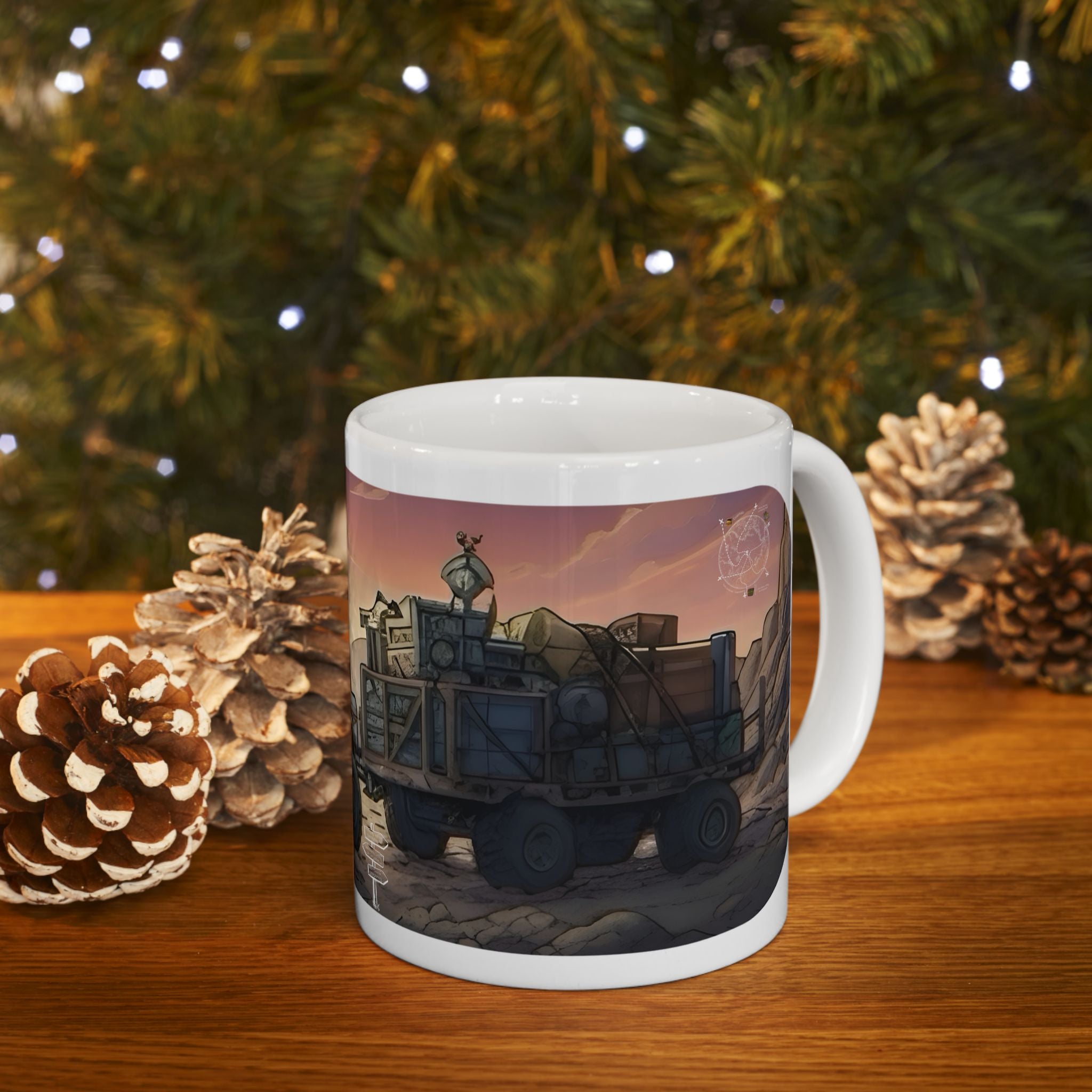 Adventure 4x4 Trucks #28, Lumberjacks On The Move White Ceramic Mug — Find Your Path To The Essentials Cup (11oz & 15oz)