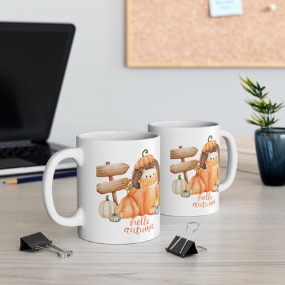 Journeys Hello Autumn Seasons of Change Ceramic Mugs, Gifts for Pet Lovers, Mugs for Cute Animal Lovers, Cute Seasonal Mugs, Mug for All Occasions, Thanksgiving Mug