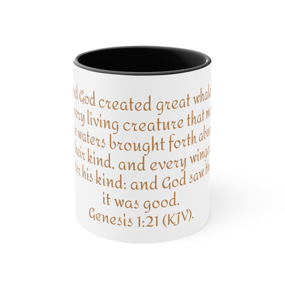 Bible Speaks Gen 1:21 Accent Mug, 11oz