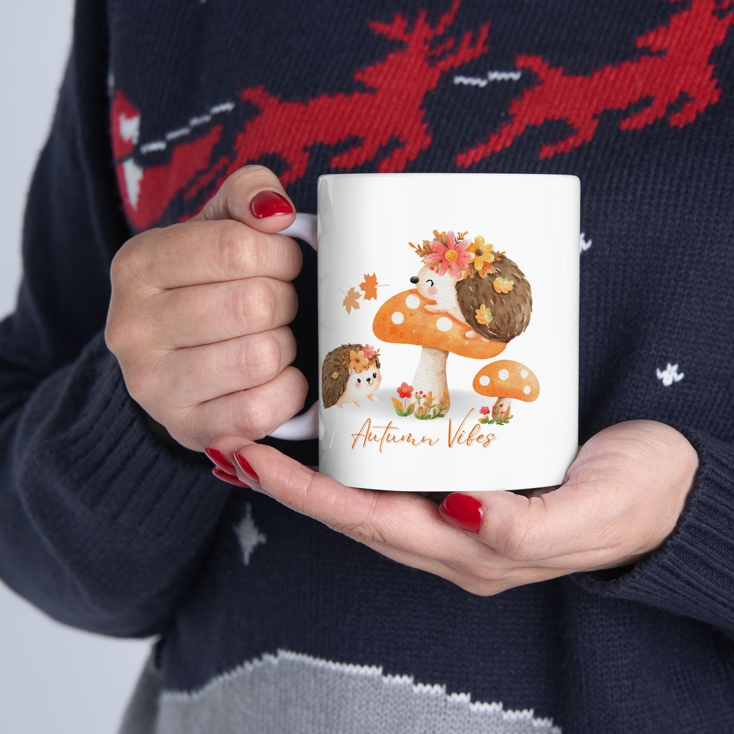 Journeys Cute Hedgehog Autumn Vibes Gift Ceramic Mugs, Gifts for Pet Lovers, Mugs for Hedgehog Lovers, Cute Seasonal Mugs, Mug for All Occasions, Thanksgiving Mug