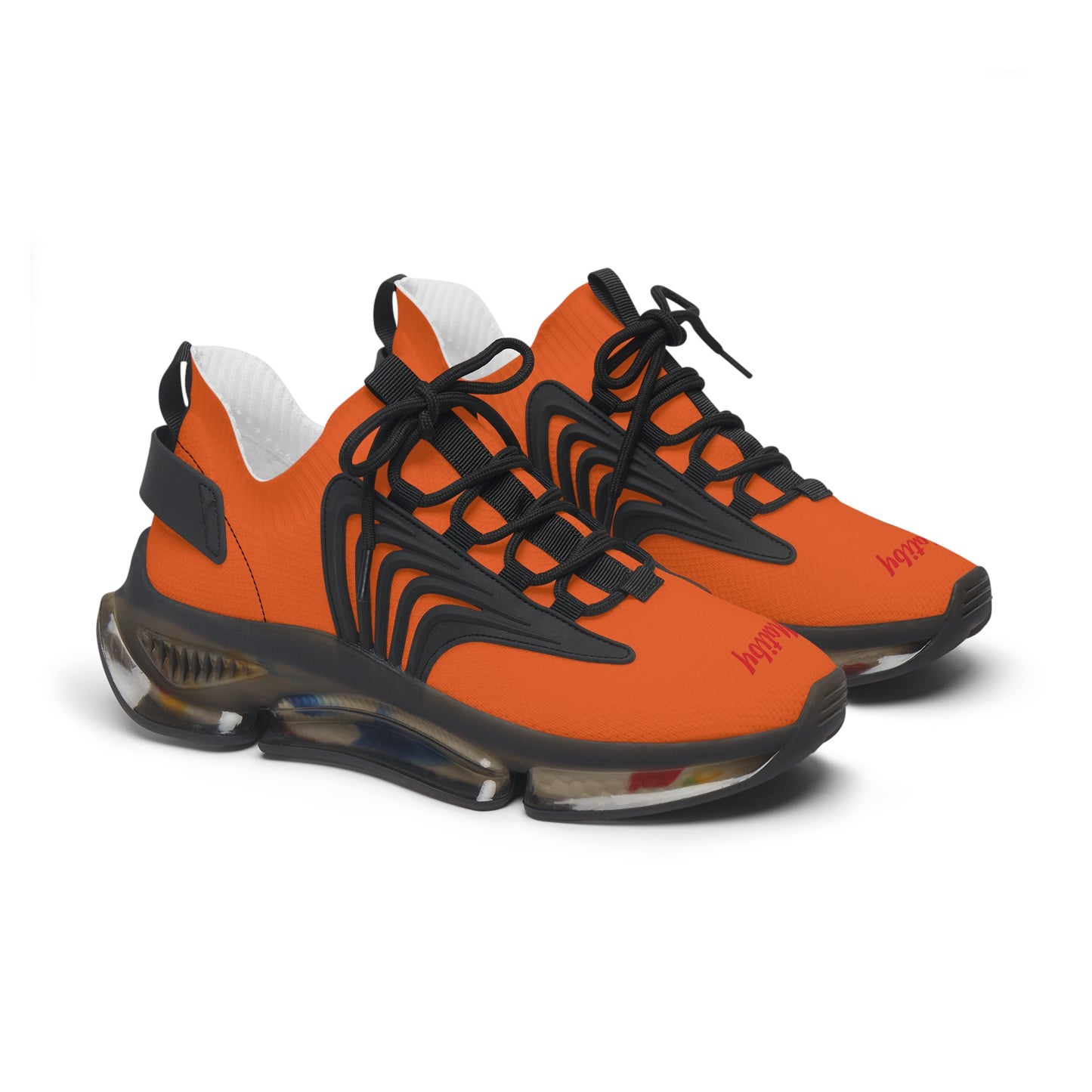 Women's Orange Mesh Sneakers