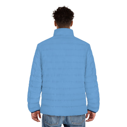 Men's Light Blue Puffer Jacket (AOP)