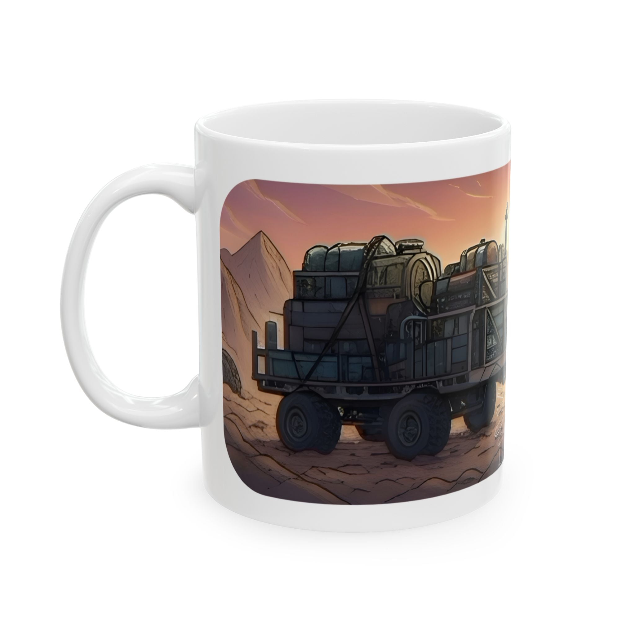 Adventure 4x4 Trucks #44, Globe Trekkers White Ceramic Mug — Find Your Path To The Essentials Cup (11oz & 15oz)