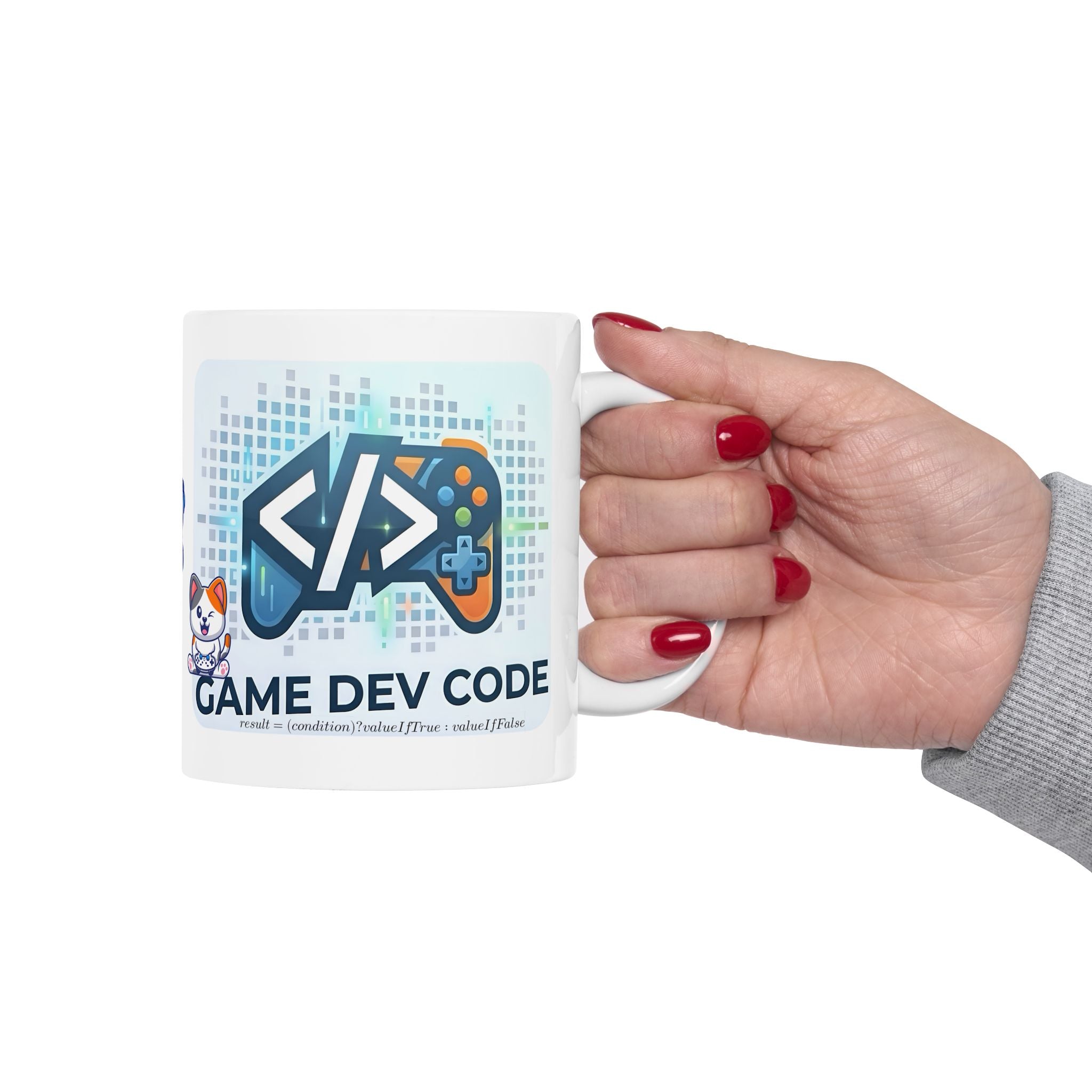 Game Dev Code White Ceramic Mug — Cute Gaming Panda & Adorables, 11oz/15oz