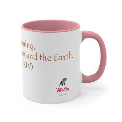 Bible Speaks Gen 1:1 Accent Mug, 11oz