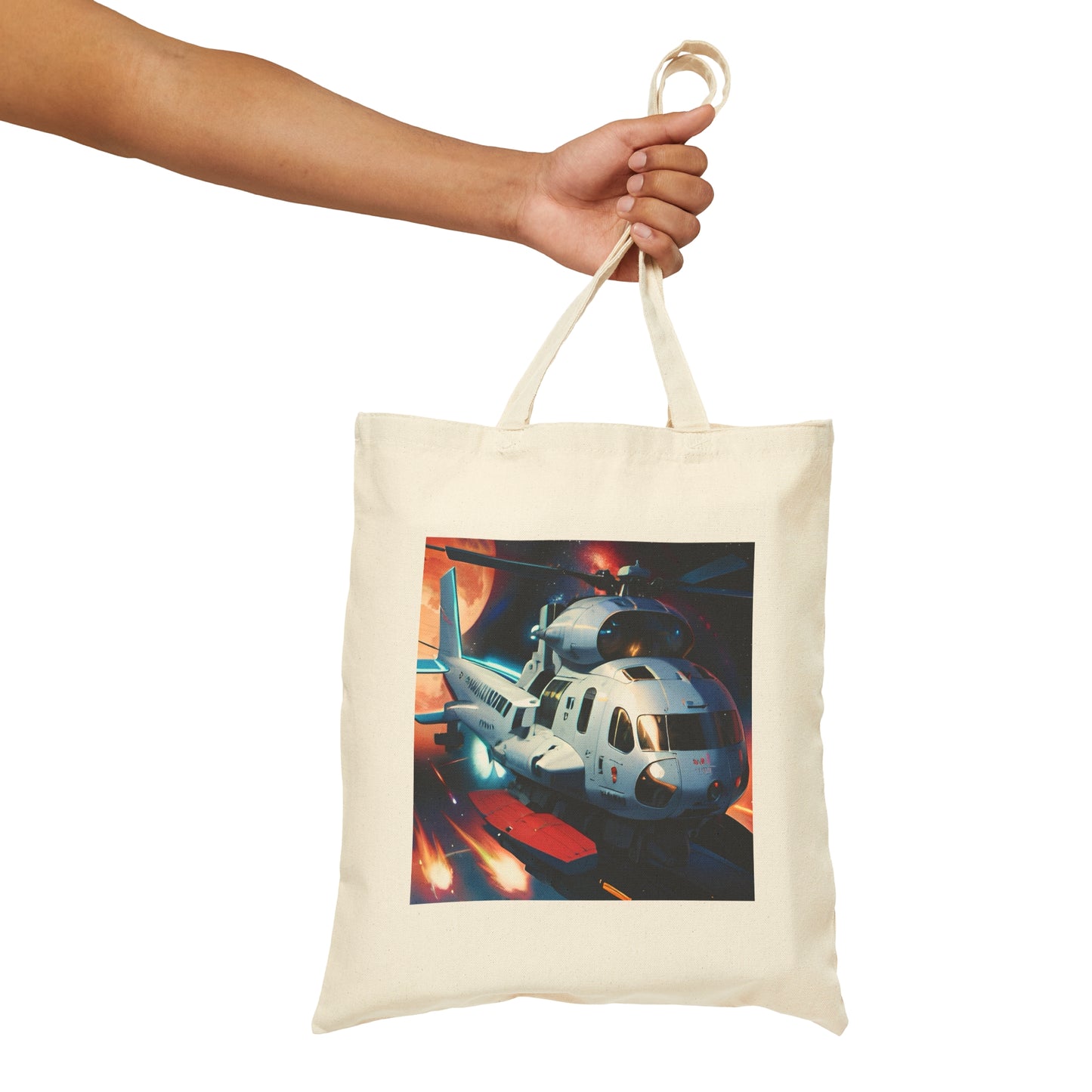 Helicopter Cotton Canvas Tote Bag