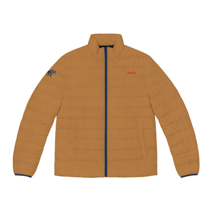 Men's Light Brown Puffer Jacket (AOP)