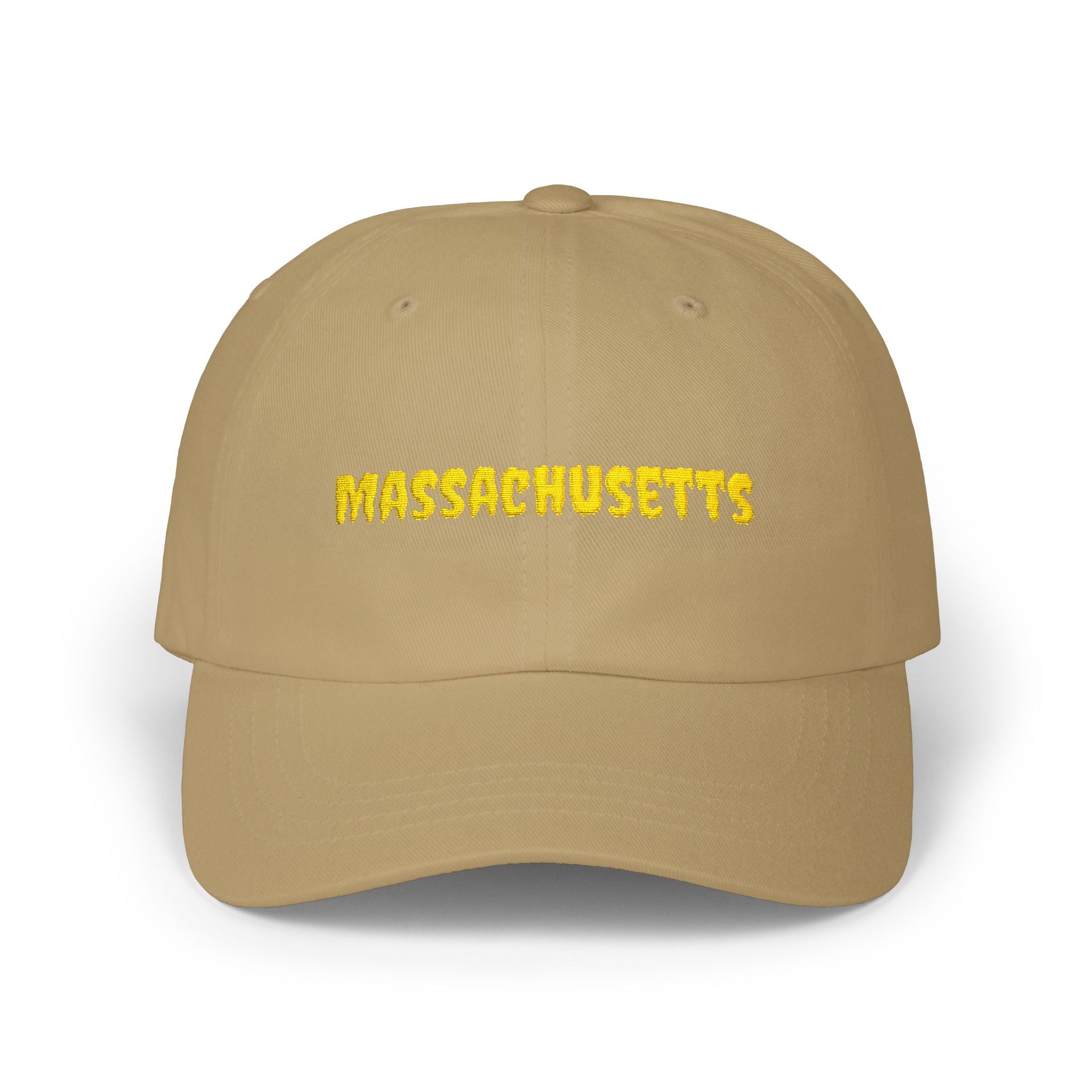 Massachusetts United States of America Gold Embroidered Classic Dad Cap | MA 6th USA Baseball Hat