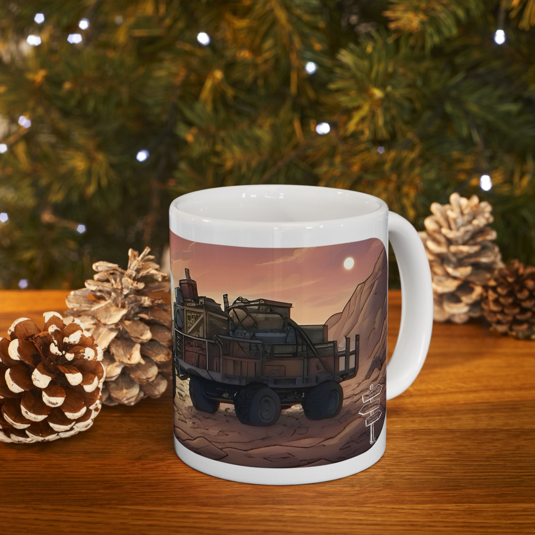 Adventure 4x4 Trucks #32, Young Couples On The Move White Ceramic Mug — Find Your Path To The Essentials Cup (11oz & 15oz)