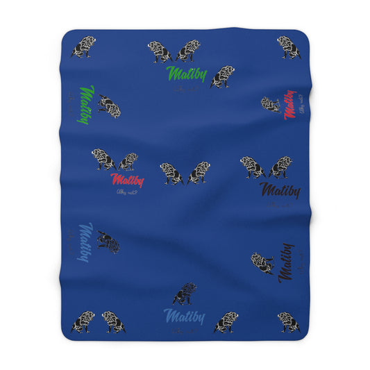 Matiby Lion Blue Sherpa Fleece Blanket