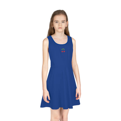 Girls' Dark Blue Sleeveless Sundress (AOP)