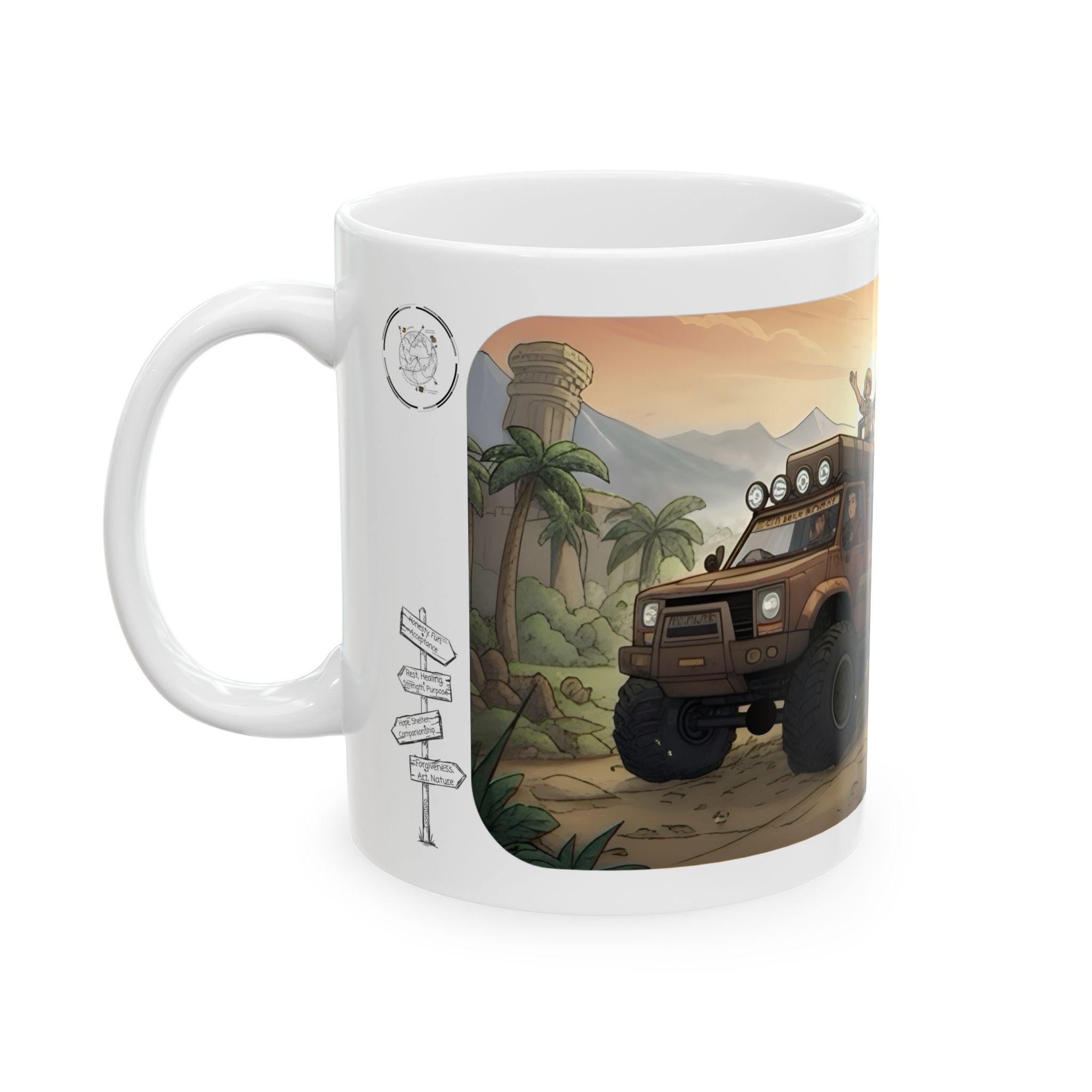 Adventure 4x4 Trucks #8,  Safari On The Go White Ceramic Mug — Find Your Path To The Essentials Cup (11oz & 15oz)