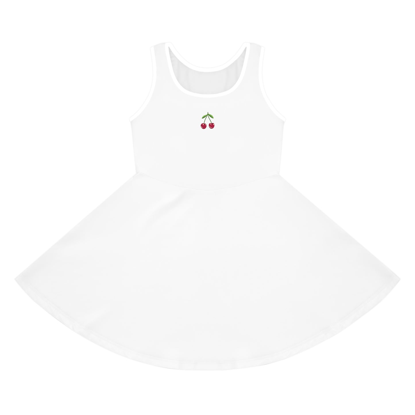 Girls' White Sleeveless Sundress (AOP)