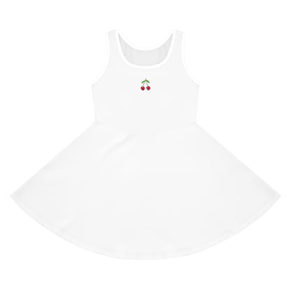 Girls' White Sleeveless Sundress (AOP)