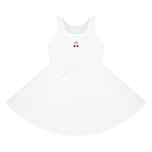 Girls' White Sleeveless Sundress (AOP)