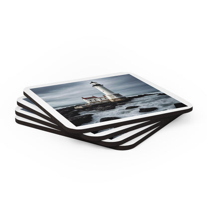 Matiby Lighthouse White Corkwood Coaster Set