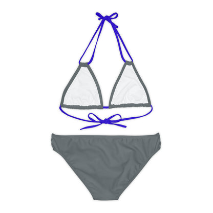 Dark Grey Strappy Bikini Set (AOP)