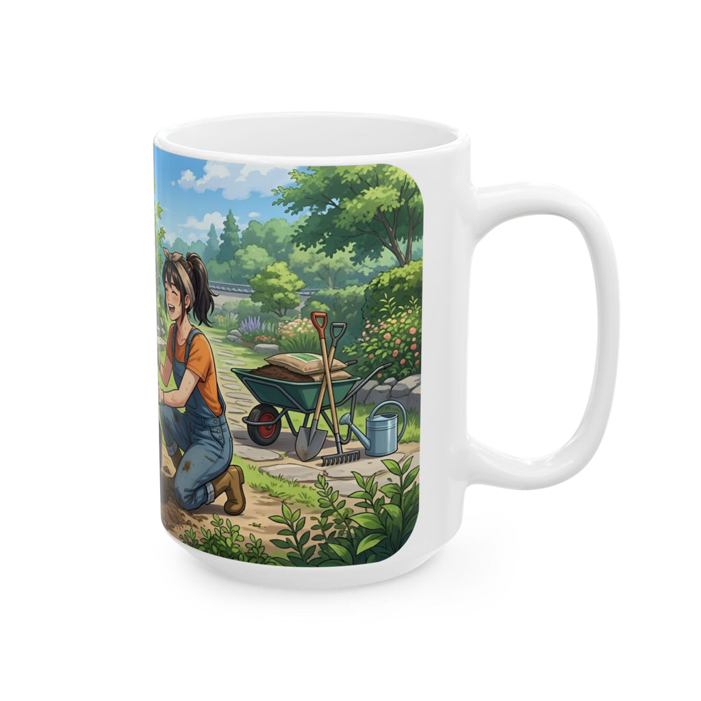 Gardening Couple White Ceramic Mug – Joy Planting Together Countryside Cup 11oz/15oz