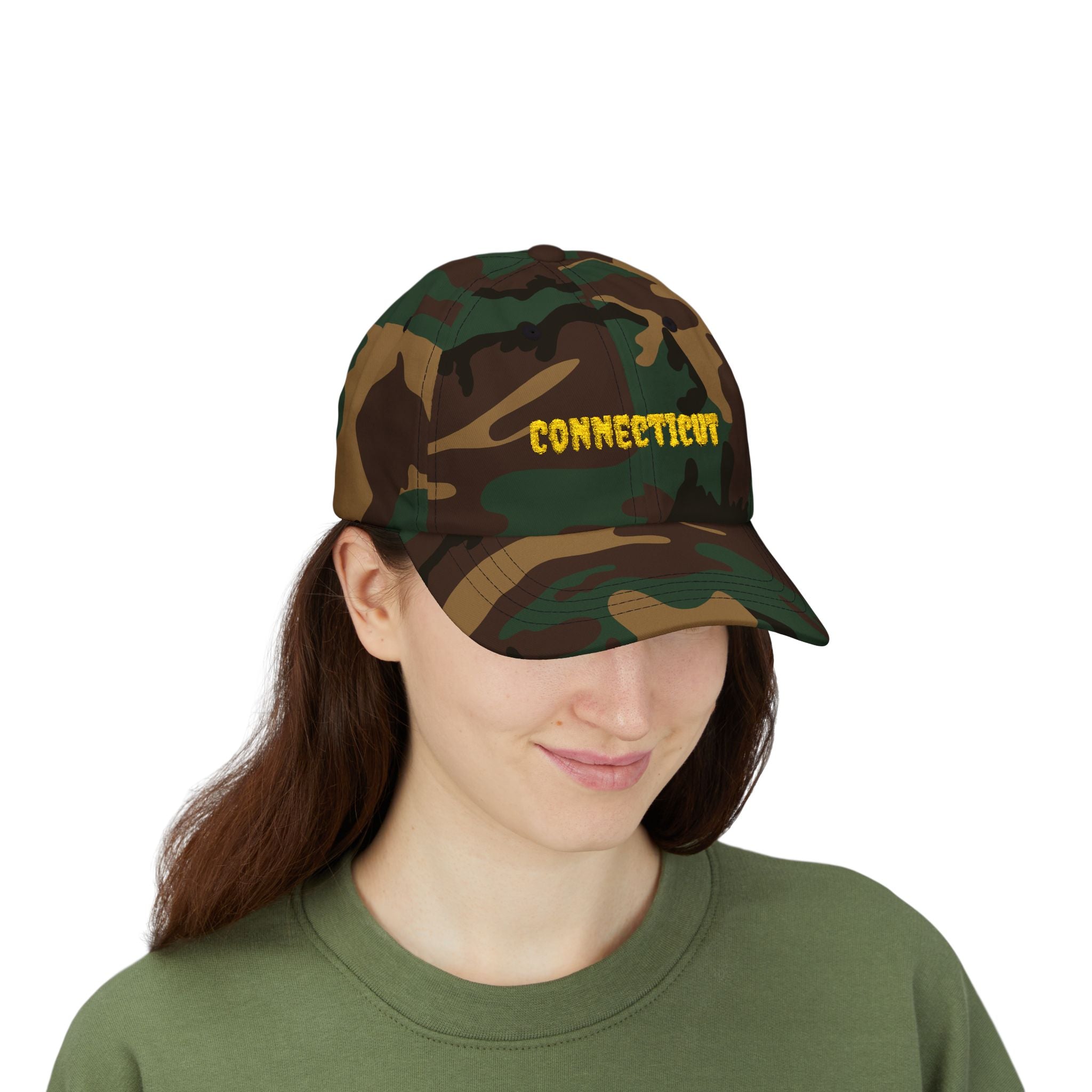 Connecticut United States of America Gold Embroidered Classic Dad Cap | CT 5th USA Baseball Hat