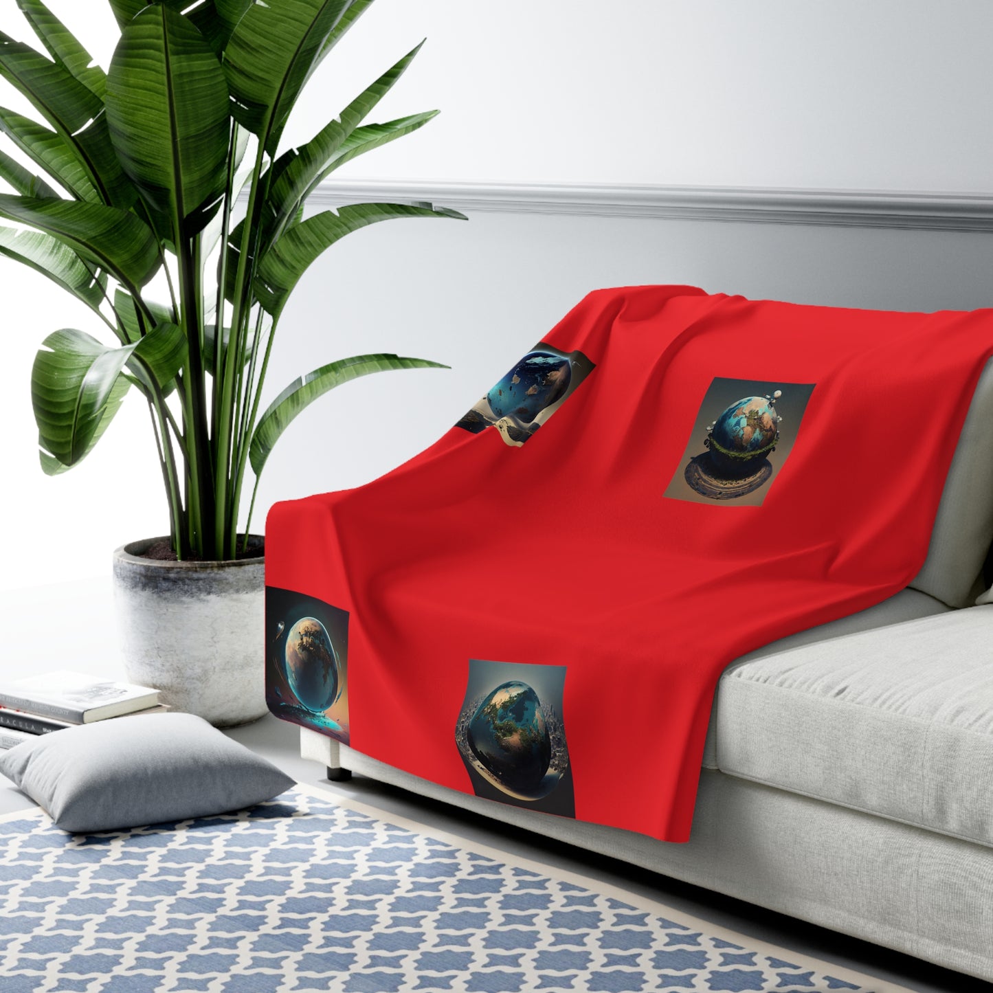 Matiby Worlds "Rojo" Red Sherpa Fleece Blanket