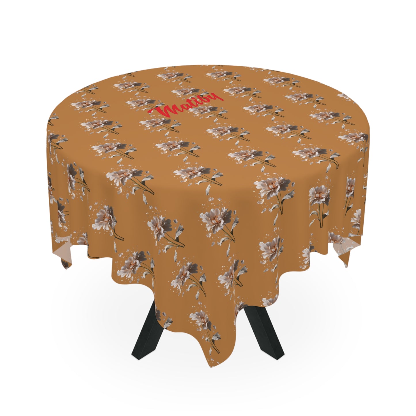 Matiby Light Brown Flower Tablecloth