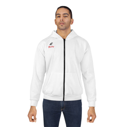 Matiby White Unisex Zip Hoodie (AOP)