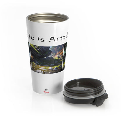 Artzy Stainless Steel Travel Mug, White