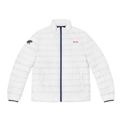 Men's White Puffer Jacket (AOP)