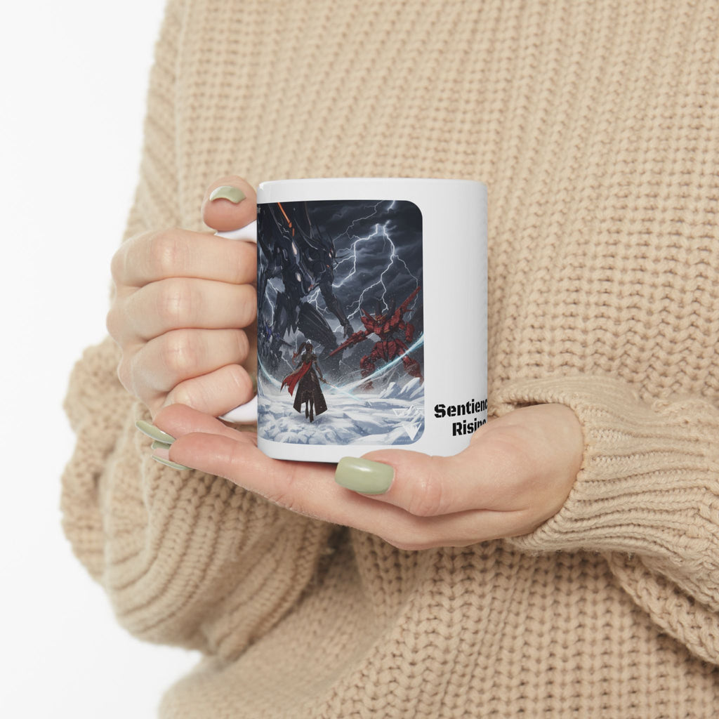 Sentience Rising Sci-Fi Robots #1 White Ceramic Mug | Sci-Fi NeoSentinel Uprising