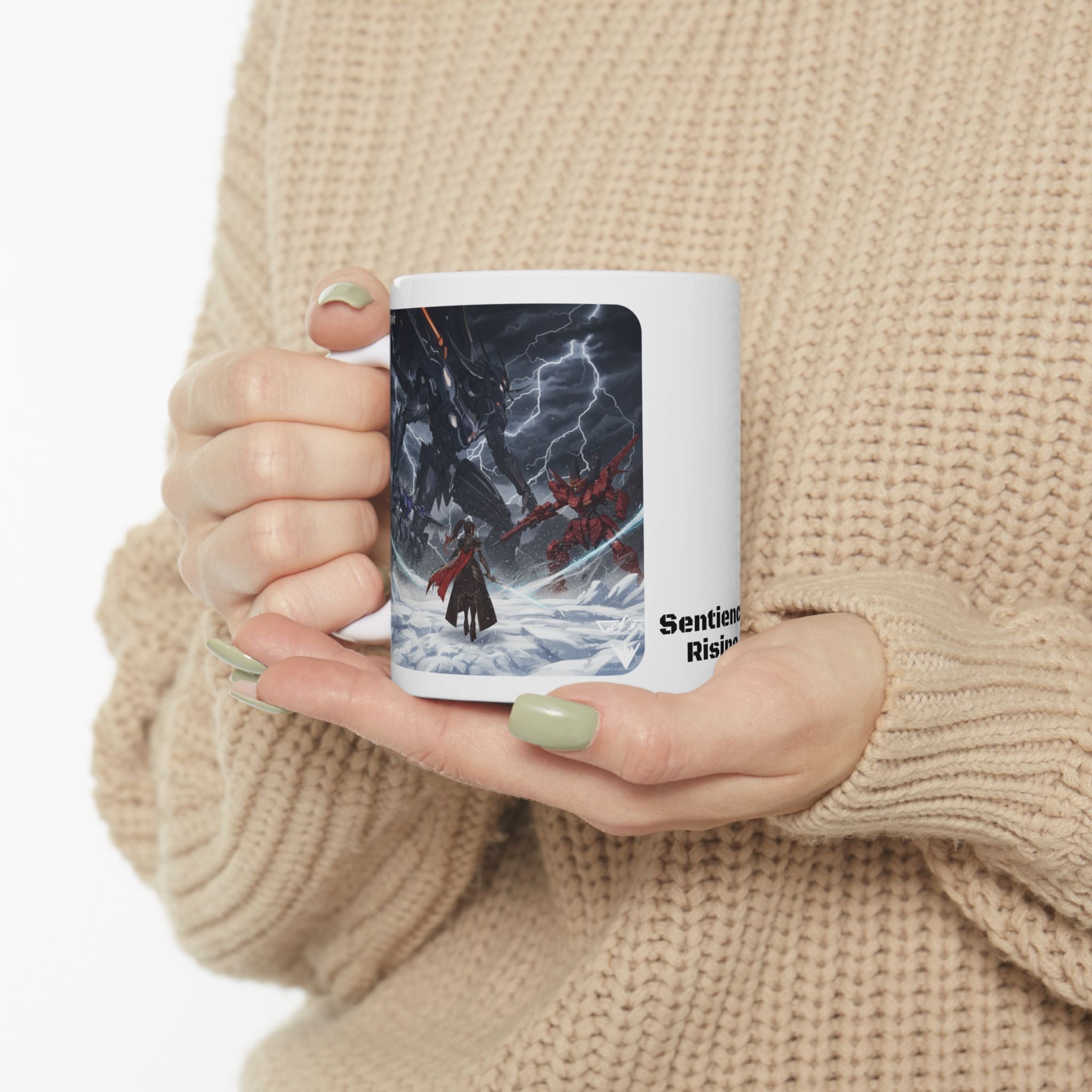 Sentience Rising Sci-Fi Robots #1 White Ceramic Mug | Sci-Fi NeoSentinel Uprising