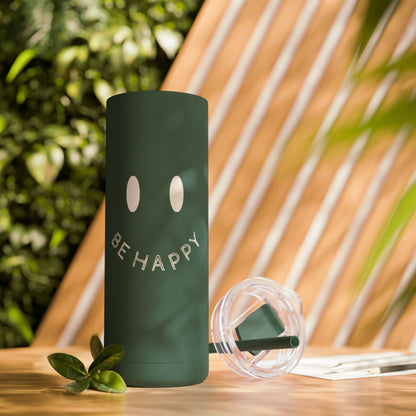 "Be Happy" Smiley Face Maars Maker Skinny Matte Tumbler, 20oz