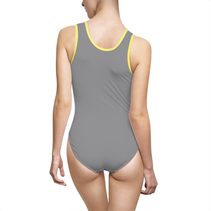 Women's Grey Classic One-Piece Swimsuit (AOP)