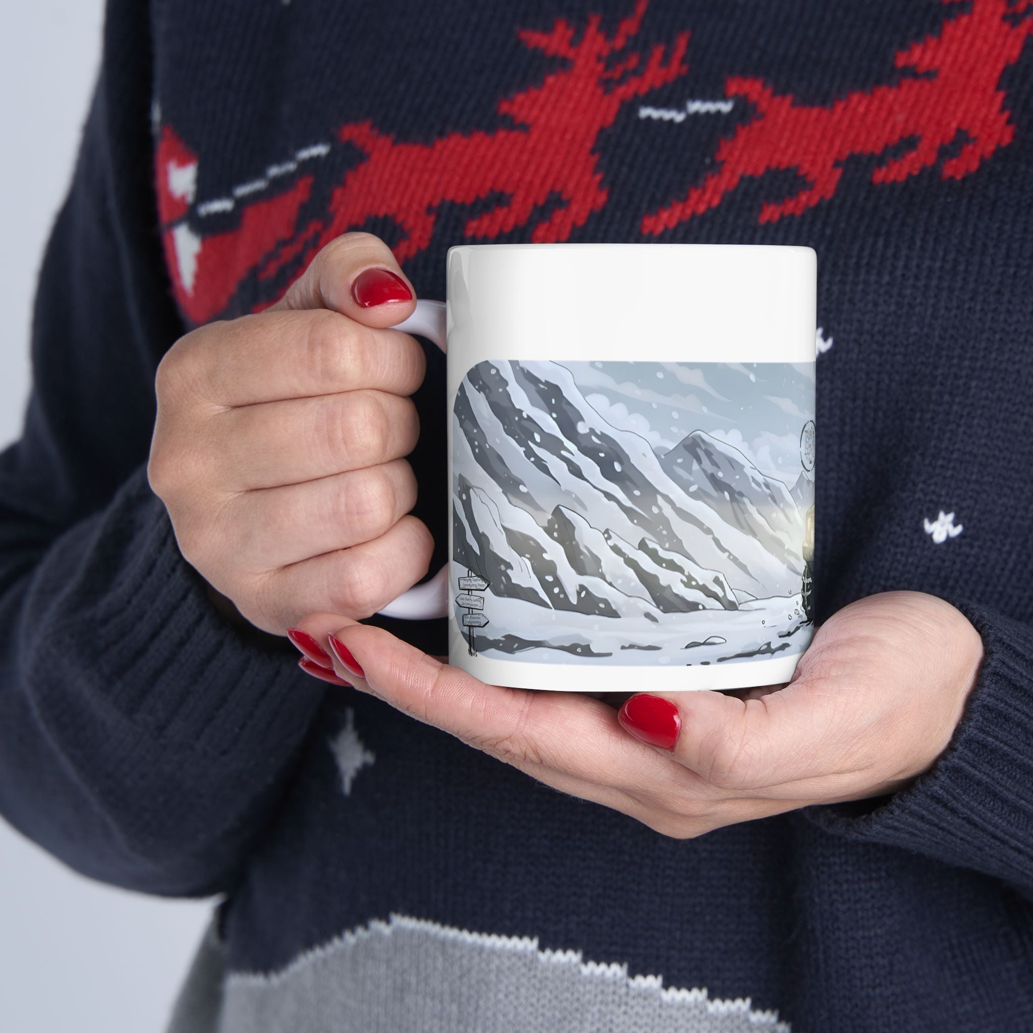 Adventure 4x4 Trucks #18, Winter Meteorologists On The Go White Ceramic Mug — Find Your Path To The Essentials Cup (11oz & 15oz)