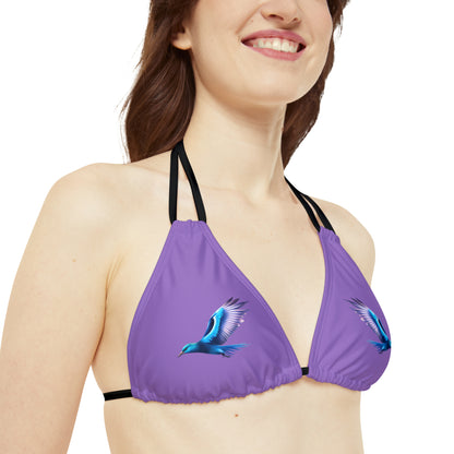 Light Purple Strappy Bikini Set (AOP)