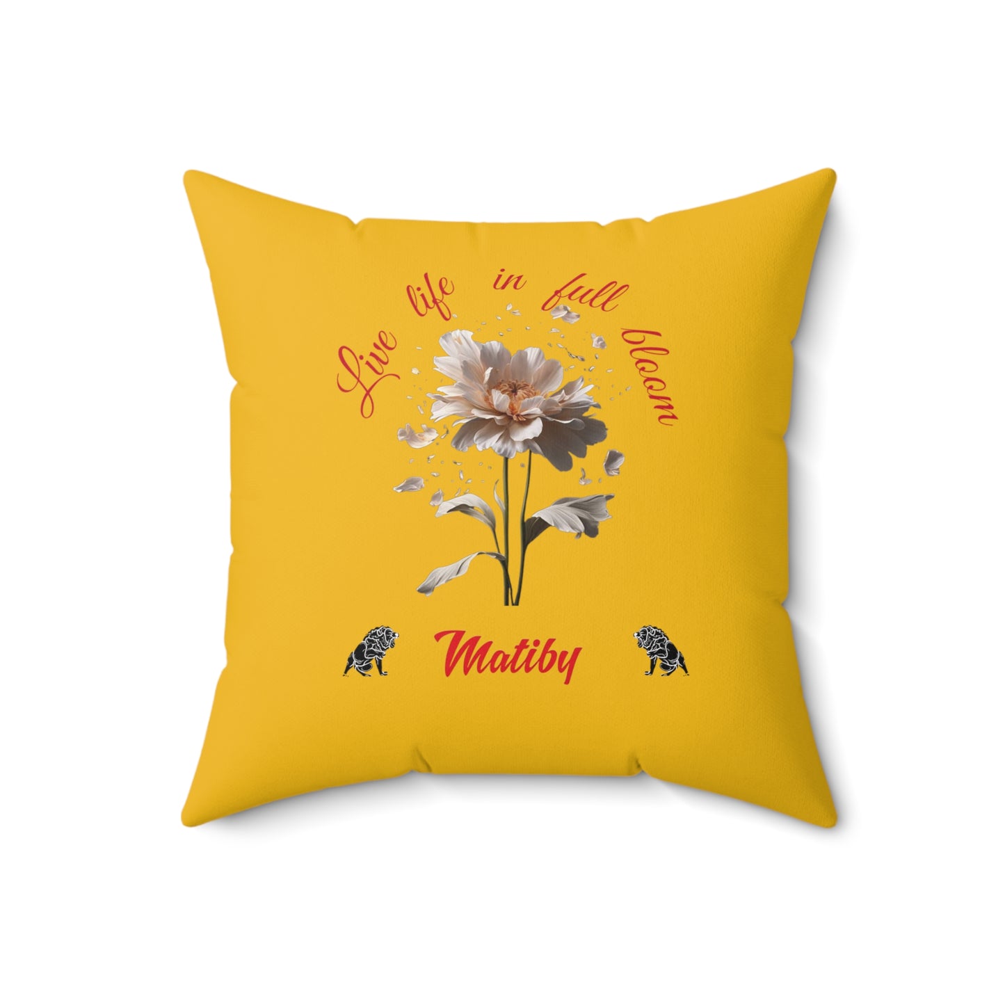 Yellow Matiby Flower Spun Polyester Square Pillow