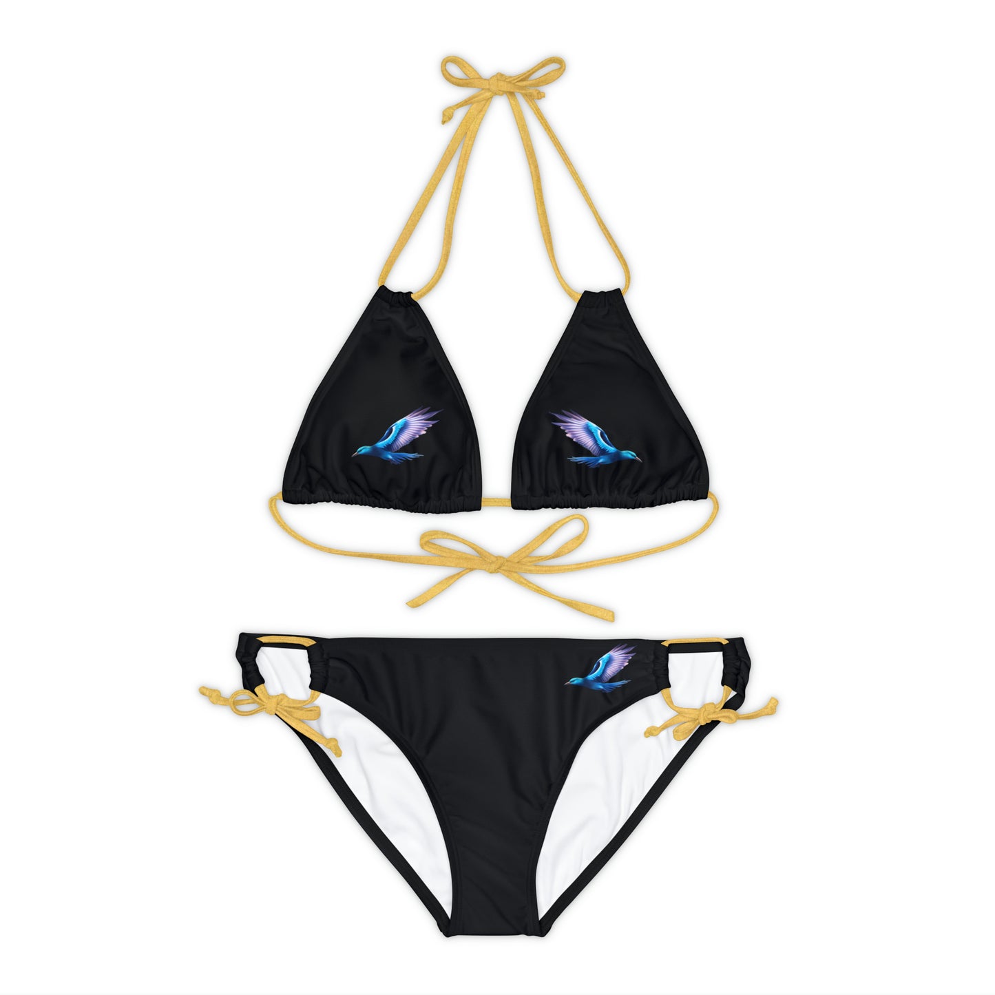 Black Strappy Bikini Set (AOP)