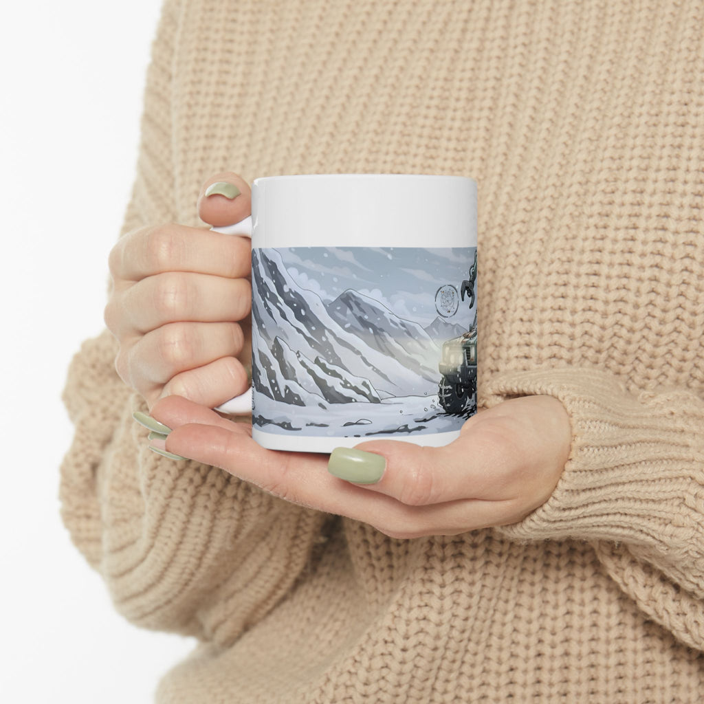Adventure 4x4 Trucks #18, Winter Meteorologists On The Go White Ceramic Mug — Find Your Path To The Essentials Cup (11oz & 15oz)