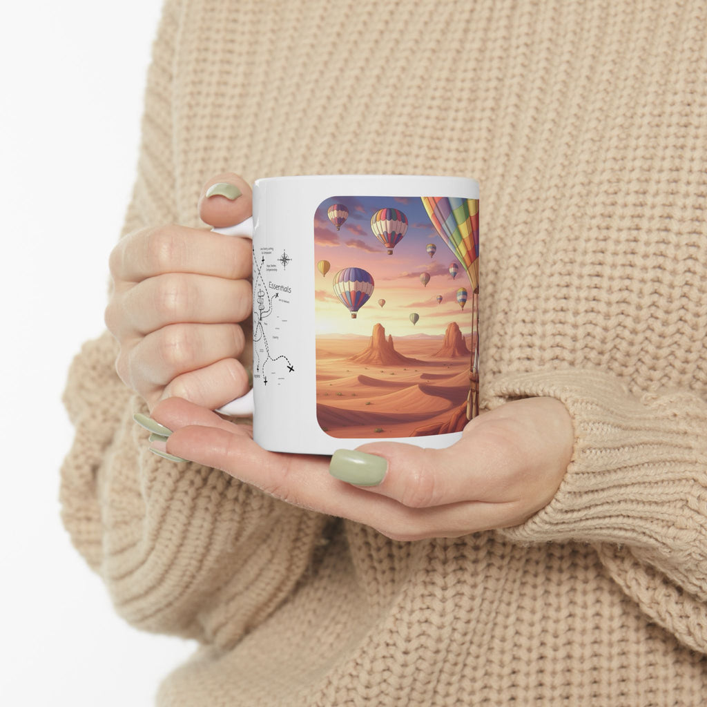 Best Friends Soaring in Hot Air Balloons White Ceramic Mug — True Wealth, Adventure, & Creativity Cup (11oz/15oz)