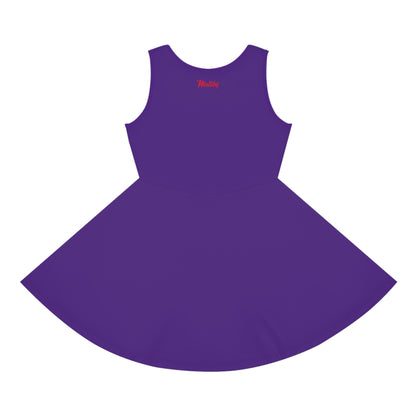 Girls' Purple Sleeveless Sundress (AOP)