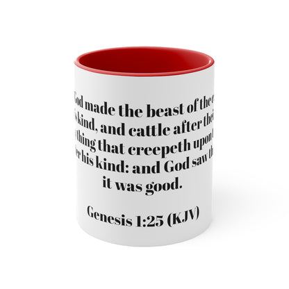 Bible Speaks Gen 1:25 Accent Mug, 11oz