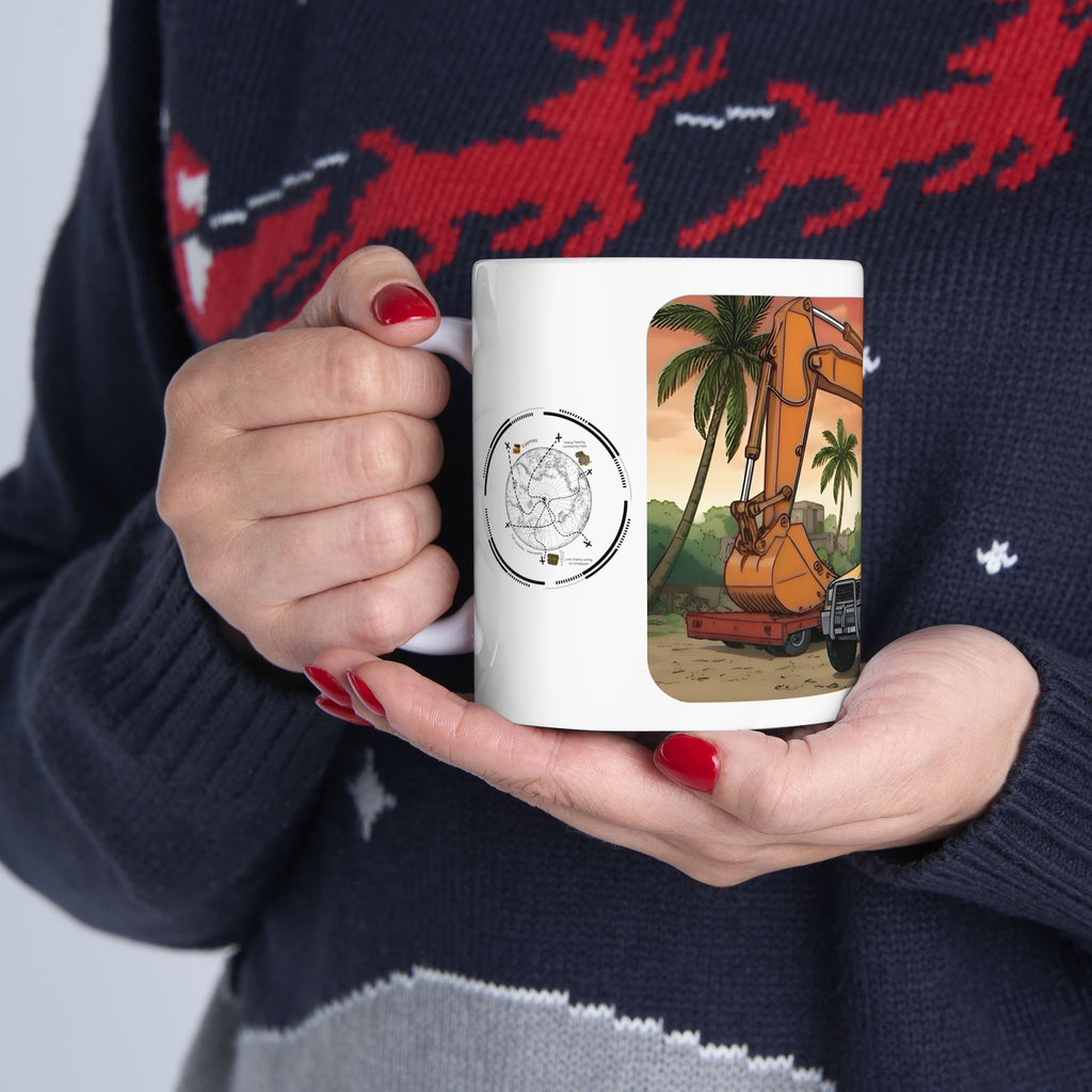 Sunshine State Pickup Trucks #8 Construction Equipment Hauler White Ceramic Mug – Celebrating Companionship, Creativity & Life’s Little Wonders Cup (11oz/15oz)