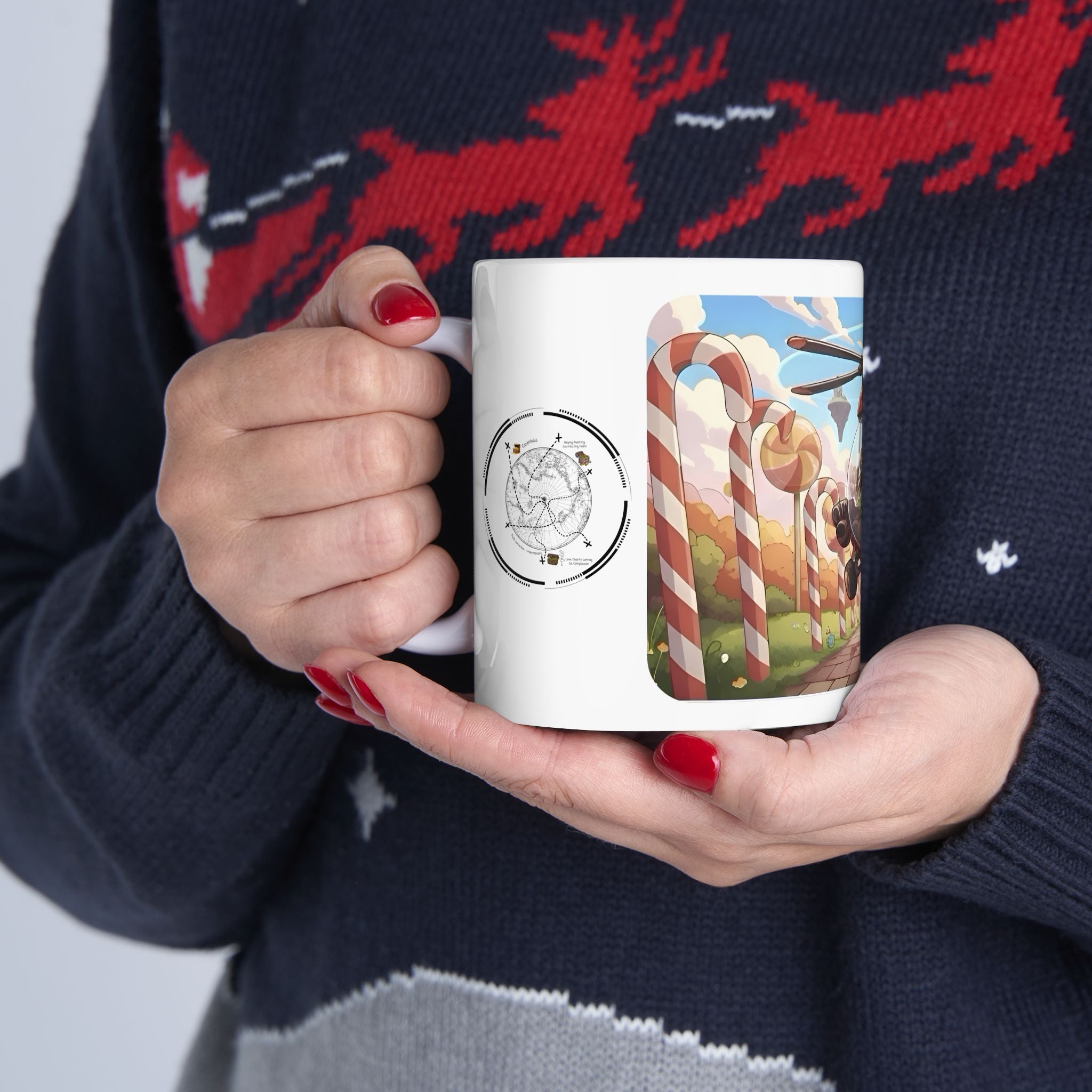 Flying Heli Blast Over Sweets White Ceramic Mug – Friends, Family & Imaginative Adventures, Celebrating Companionship, Creativity & Life’s Little Wonders Cup (11oz/15oz)