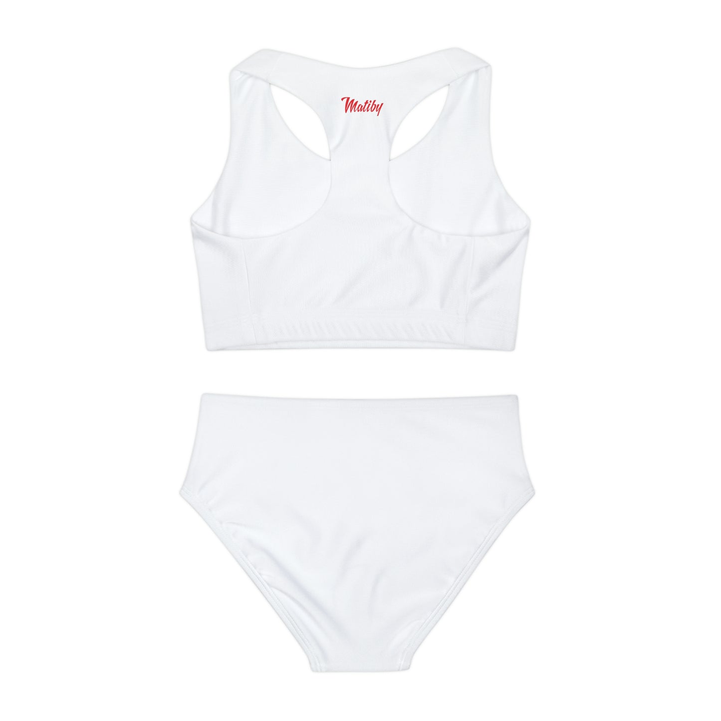 Girl's "Sunny Day" White Two Piece Swimsuit (AOP)