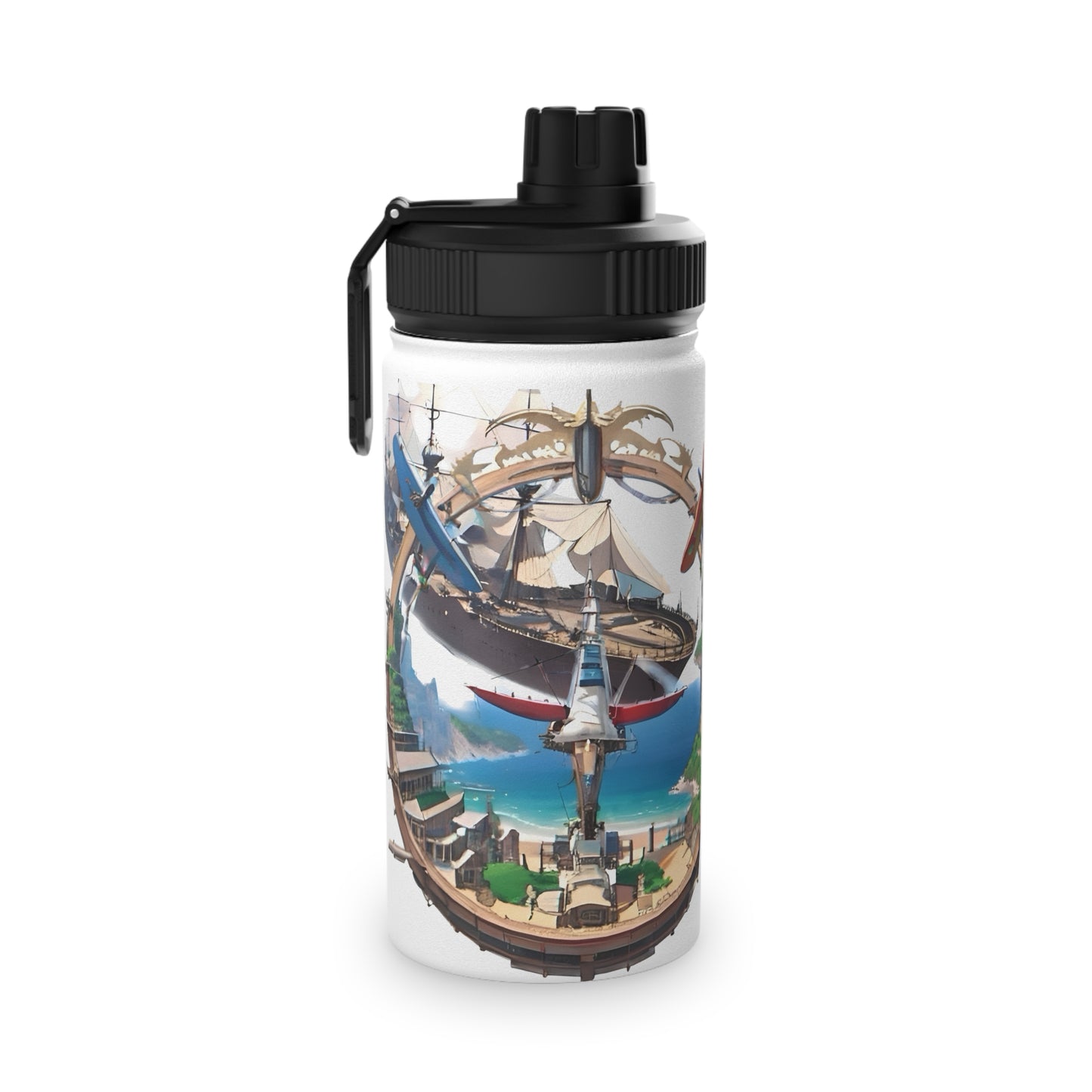 Nautical Helm Stainless Steel Water Bottle, Sports Lid