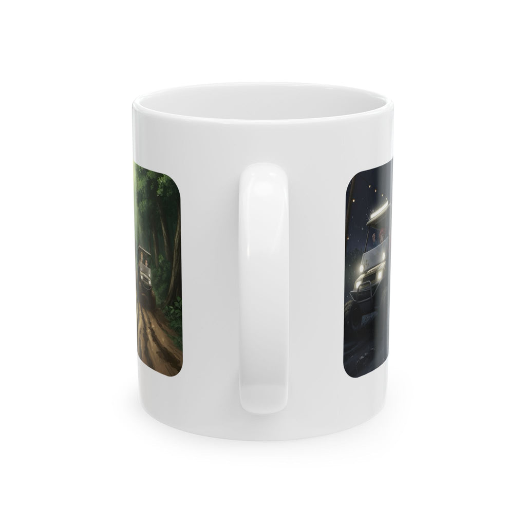 Anime Golf Cart Mud & Rain Racing Adventures #5 White Ceramic Mug — Find Your Path To The Essentials Cup (11oz & 15oz)