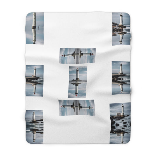 Matiby Lighthouse White Sherpa Fleece Blanket