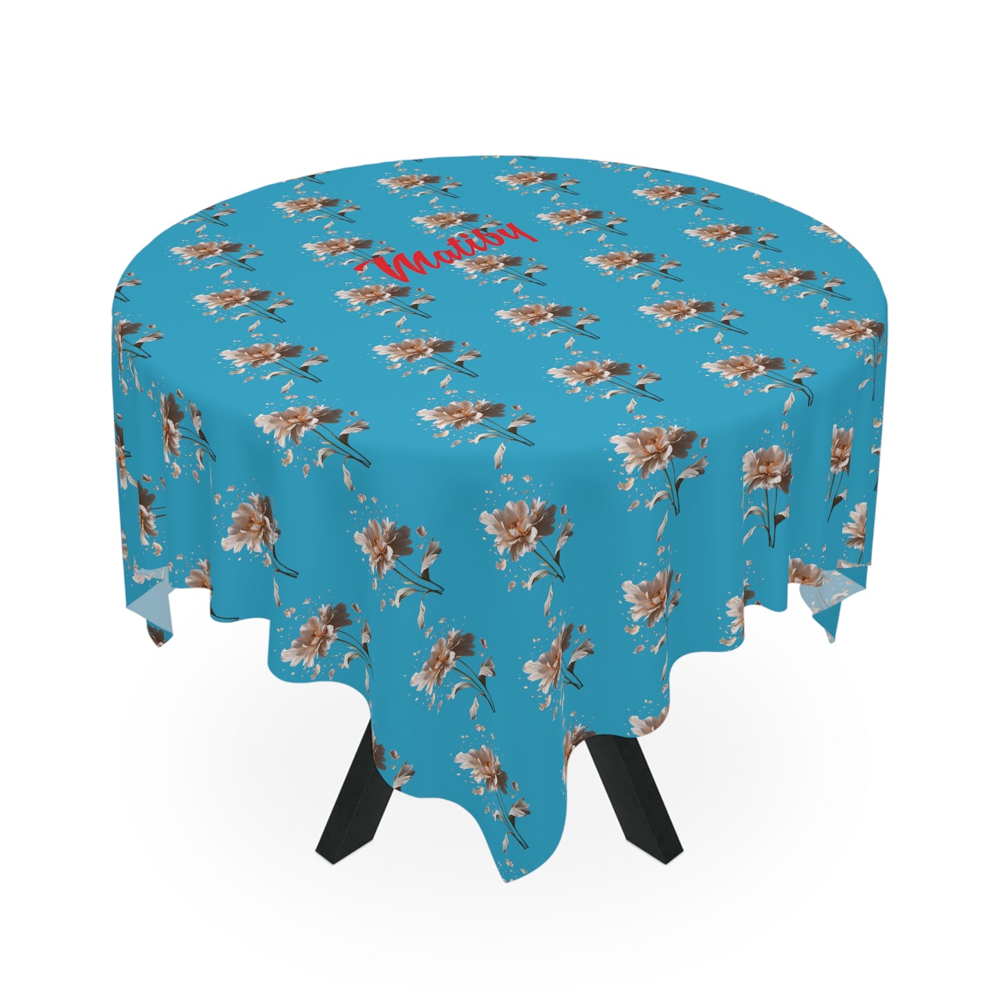 Matiby Turquoise Flower Tablecloth